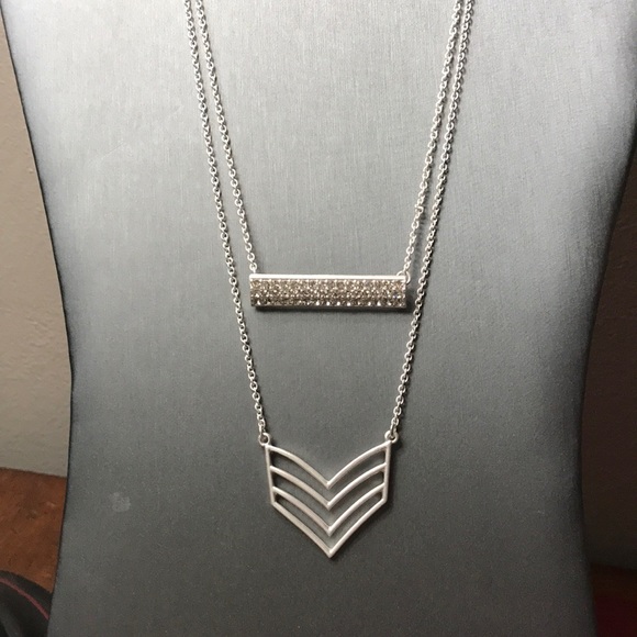 Jeweled Bar/Chevron Necklace Duo - Picture 2 of 4